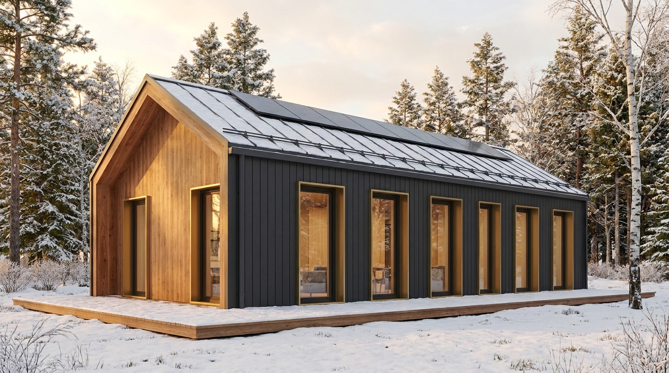 陽の庵 外観 — AI render based on BIM specs