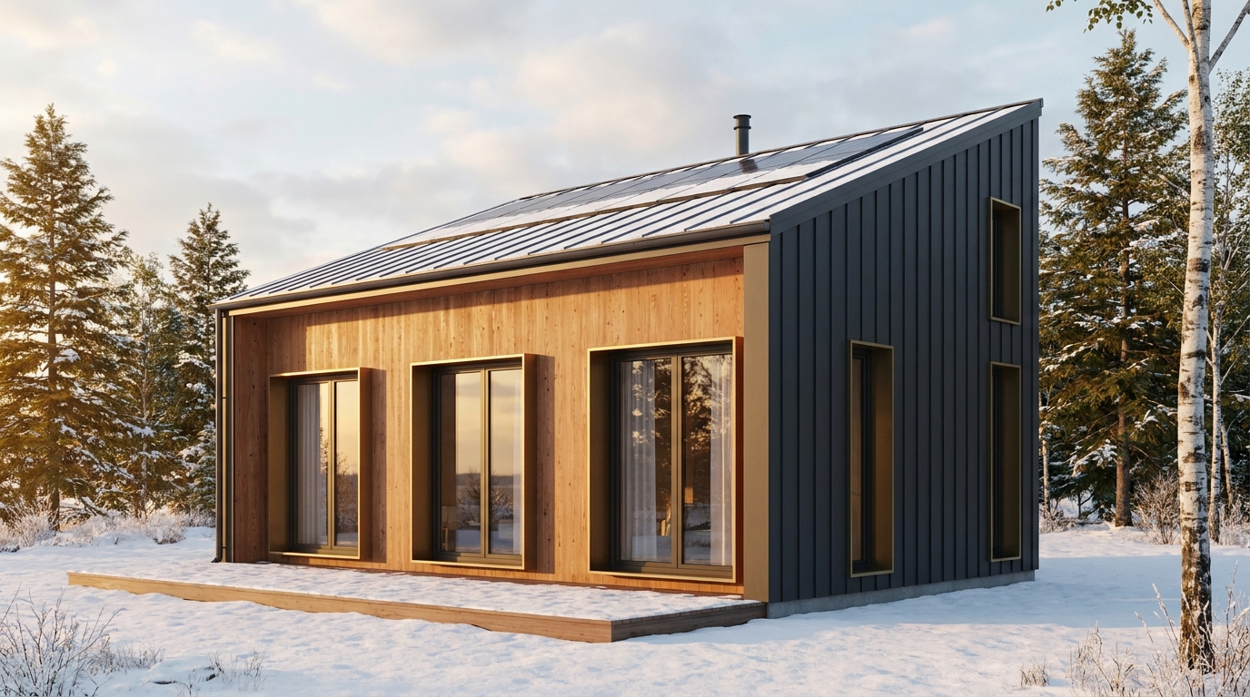風の庵 外観 — AI render based on BIM specs