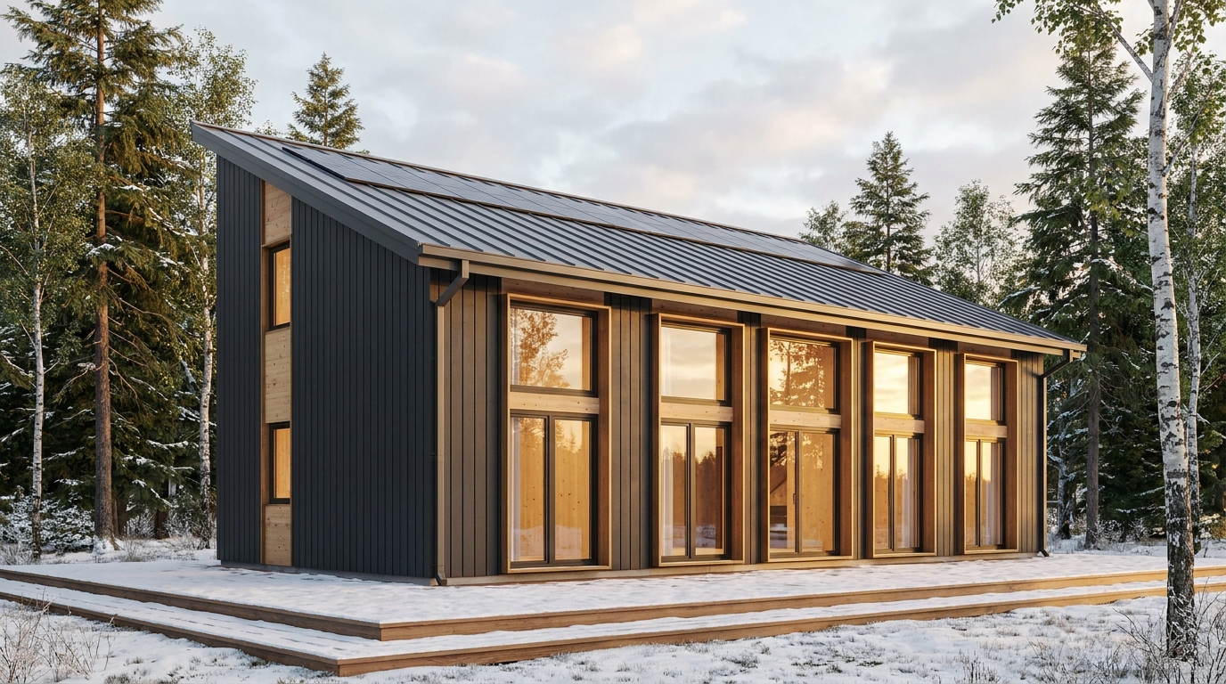 南の庵 外観 — AI render based on BIM specs