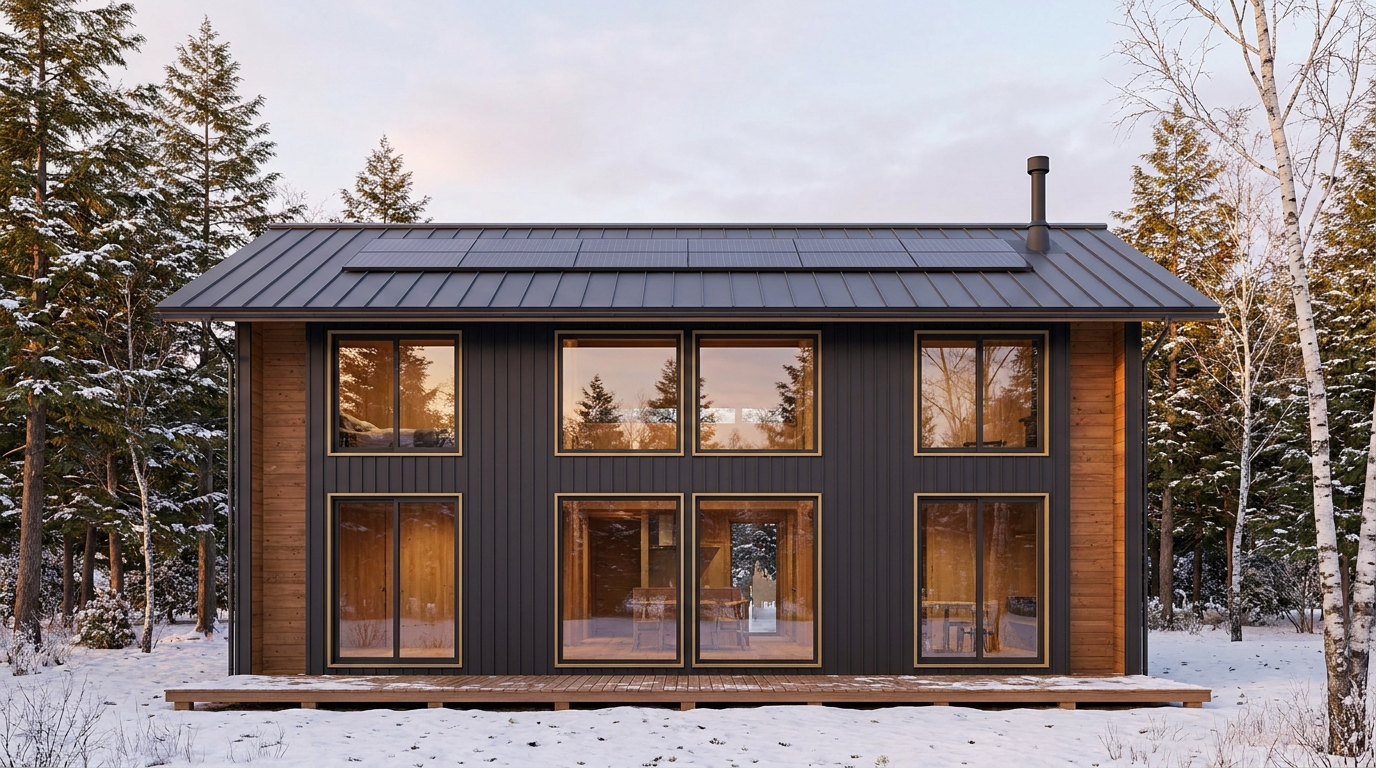 北の砦 外観 — AI render based on BIM specs