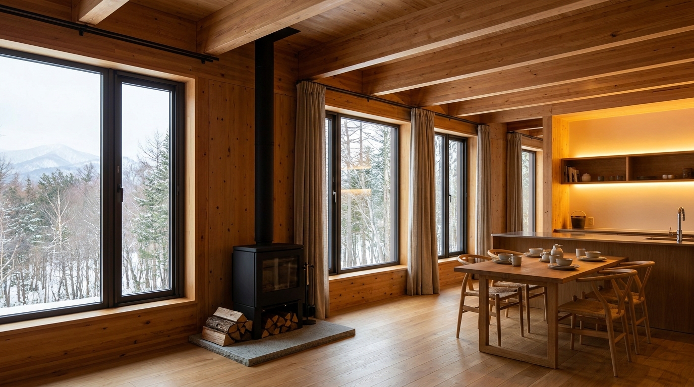 湖の小屋 内観