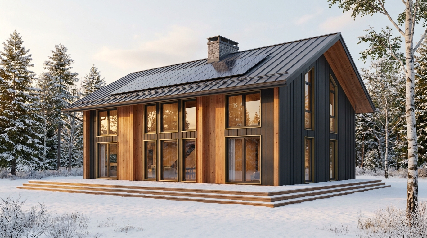 北の里 外観 — AI render based on BIM specs