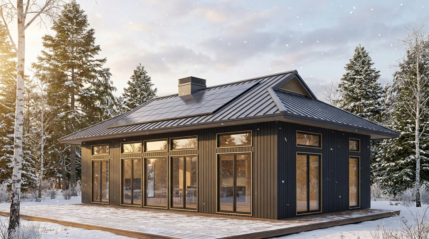 霜の杜 外観 — AI render based on BIM specs