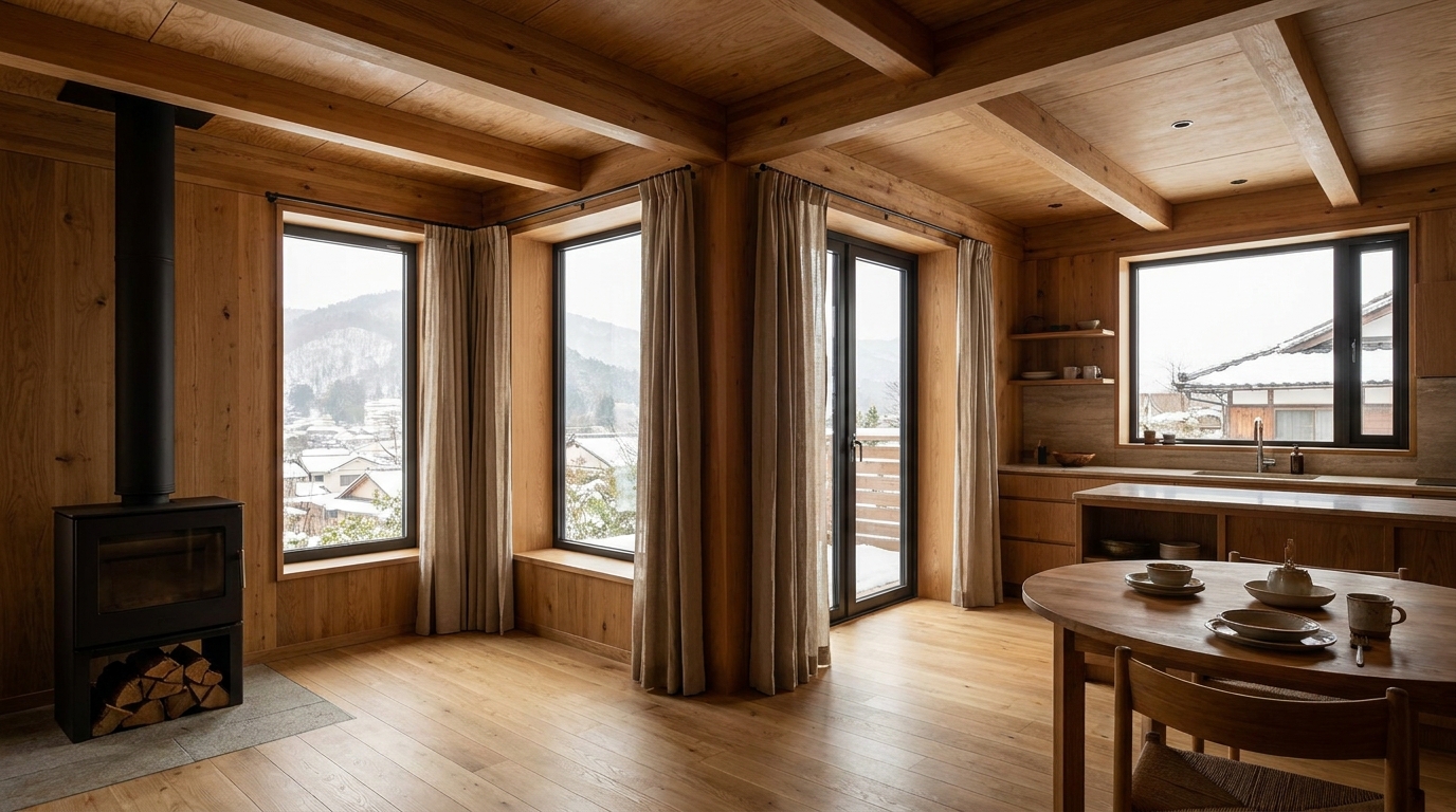 湖の小屋 内観
