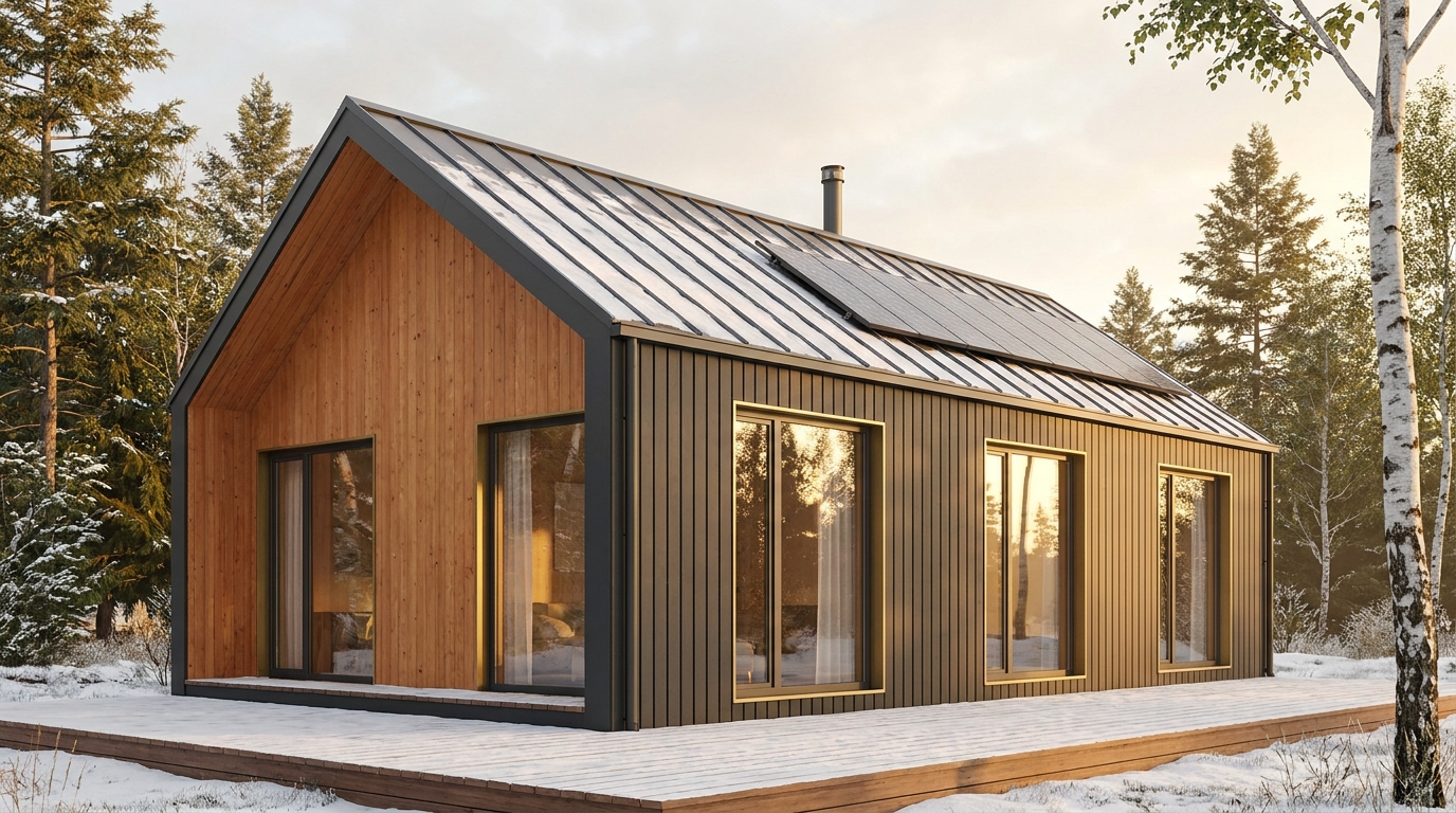雨の砦 外観 — AI render based on BIM specs