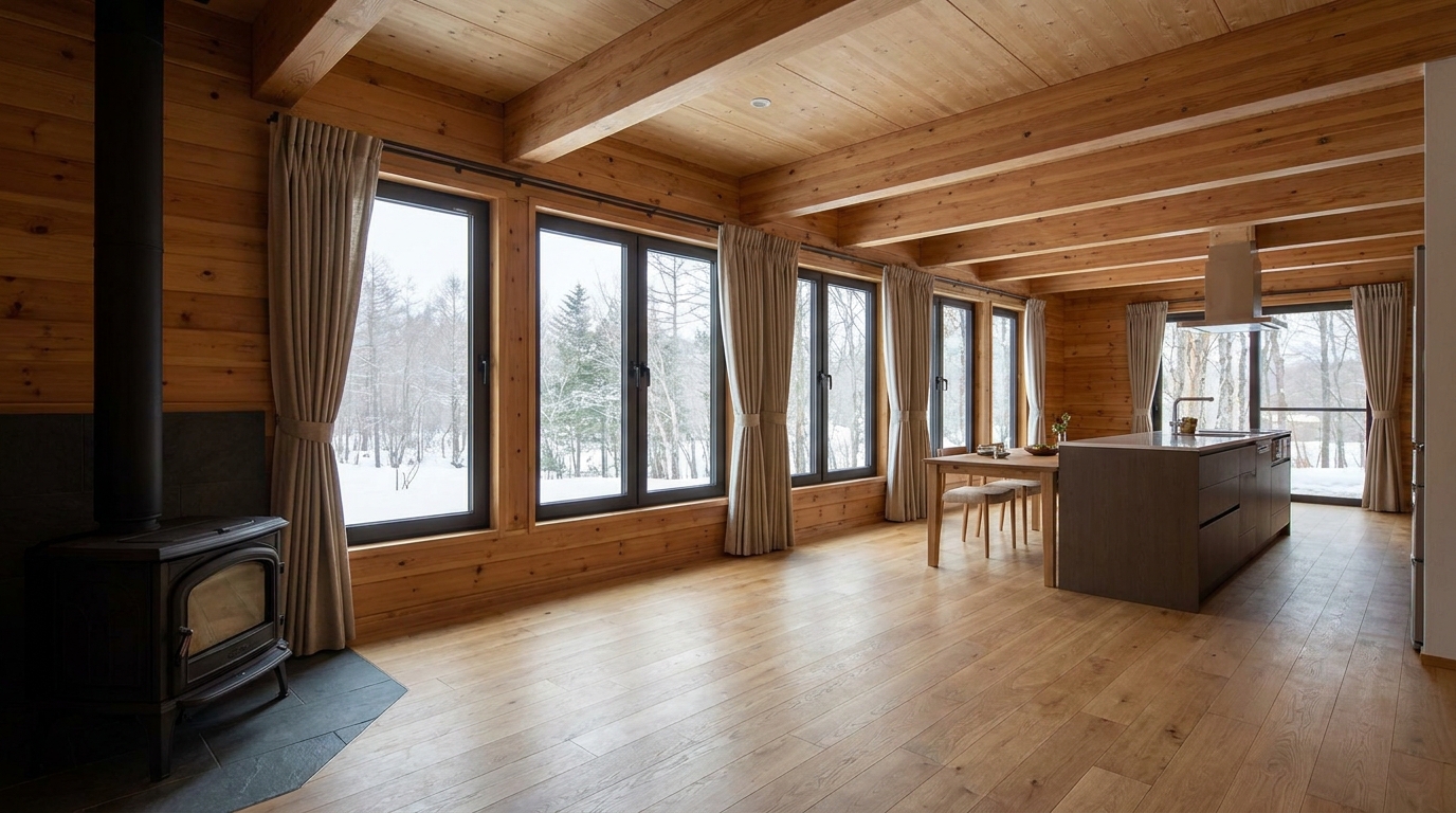 湖の小屋 内観