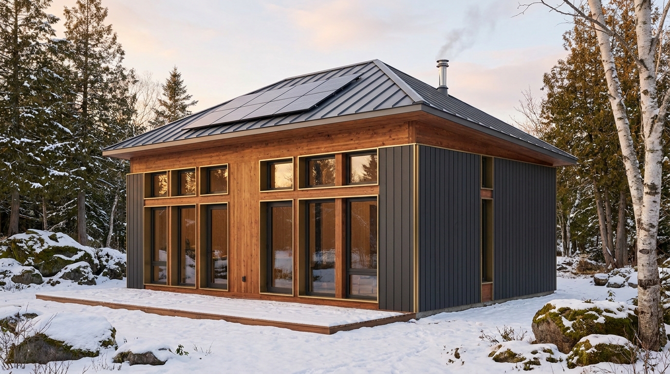 霧の庵 外観 — AI render based on BIM specs