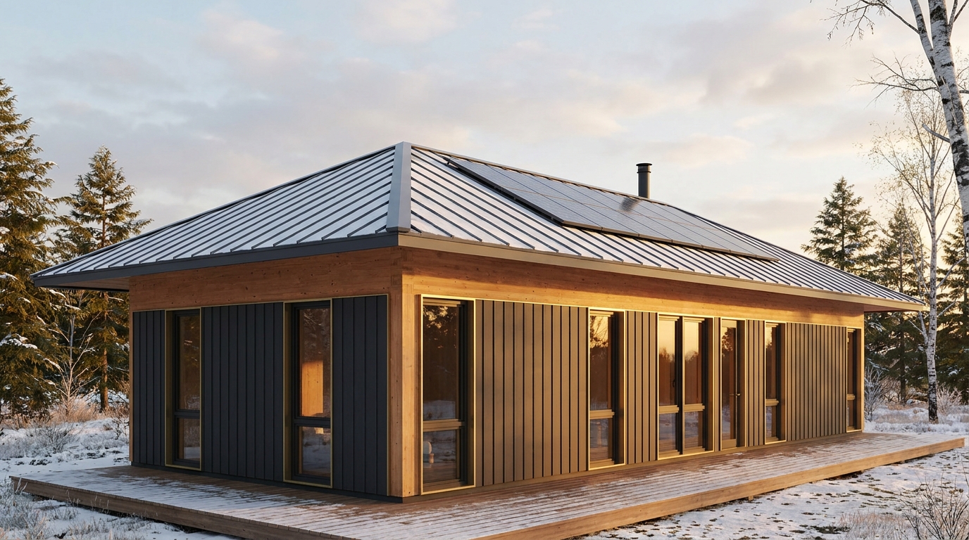 北の里 外観 — AI render based on BIM specs