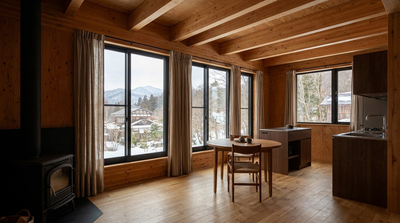湖の小屋 内観