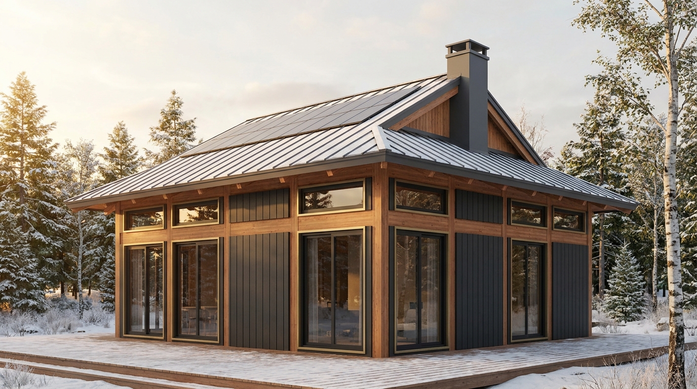 北の巣 外観 — AI render based on BIM specs