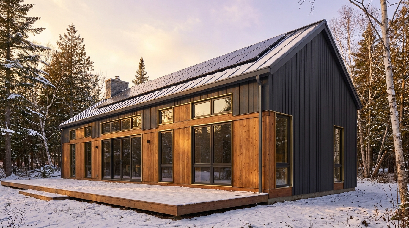 森の小屋 外観 — AI render based on BIM specs