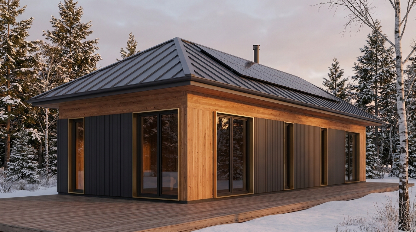 霜の里 外観 — AI render based on BIM specs