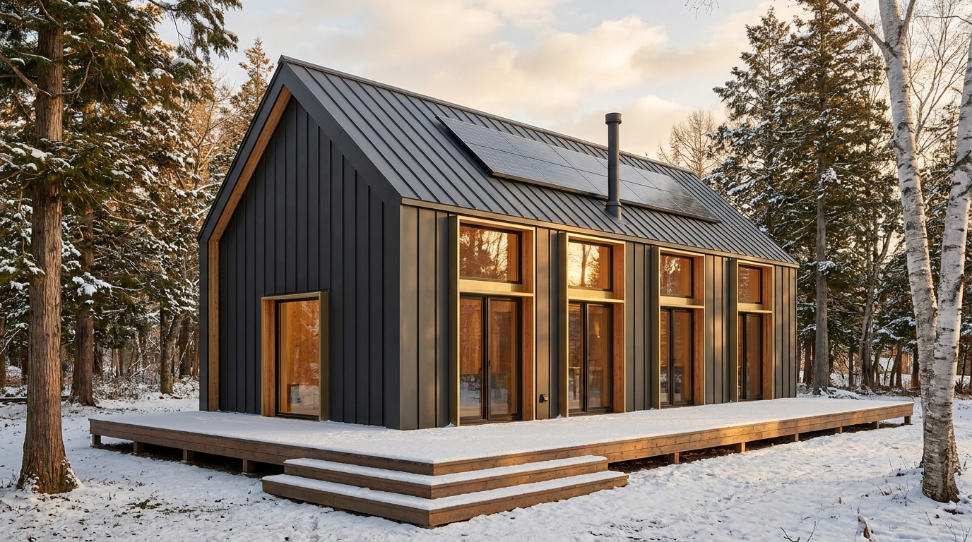 雪の巣 外観 — AI render based on BIM specs