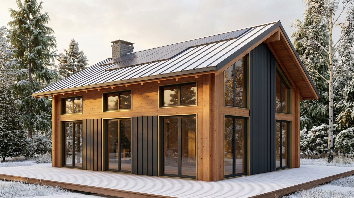 雪の里 外観 — AI render based on BIM specs