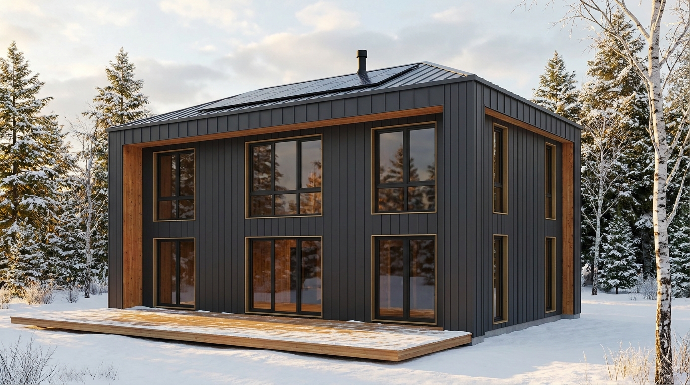 湖の家 外観 — AI render based on BIM specs