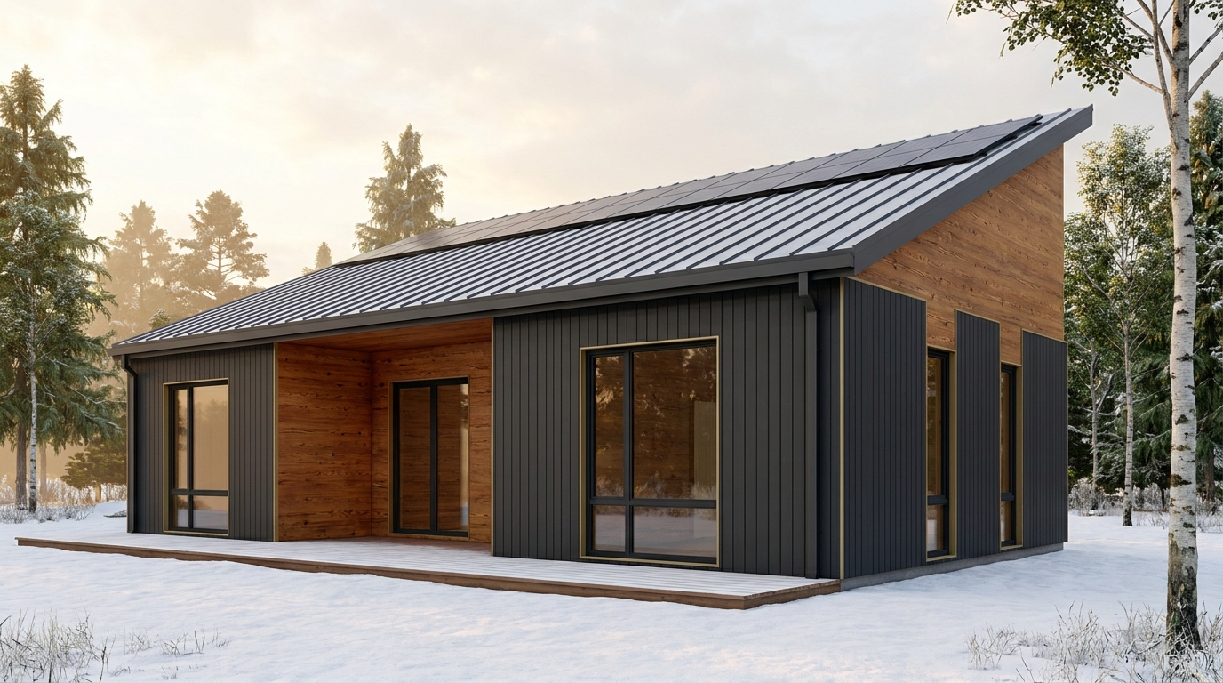 西の庵 外観 — AI render based on BIM specs