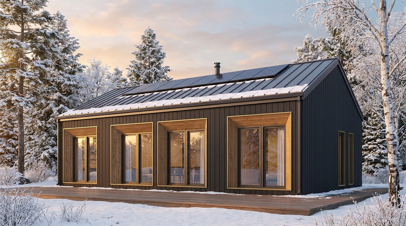 霧の庵 外観 — AI render based on BIM specs