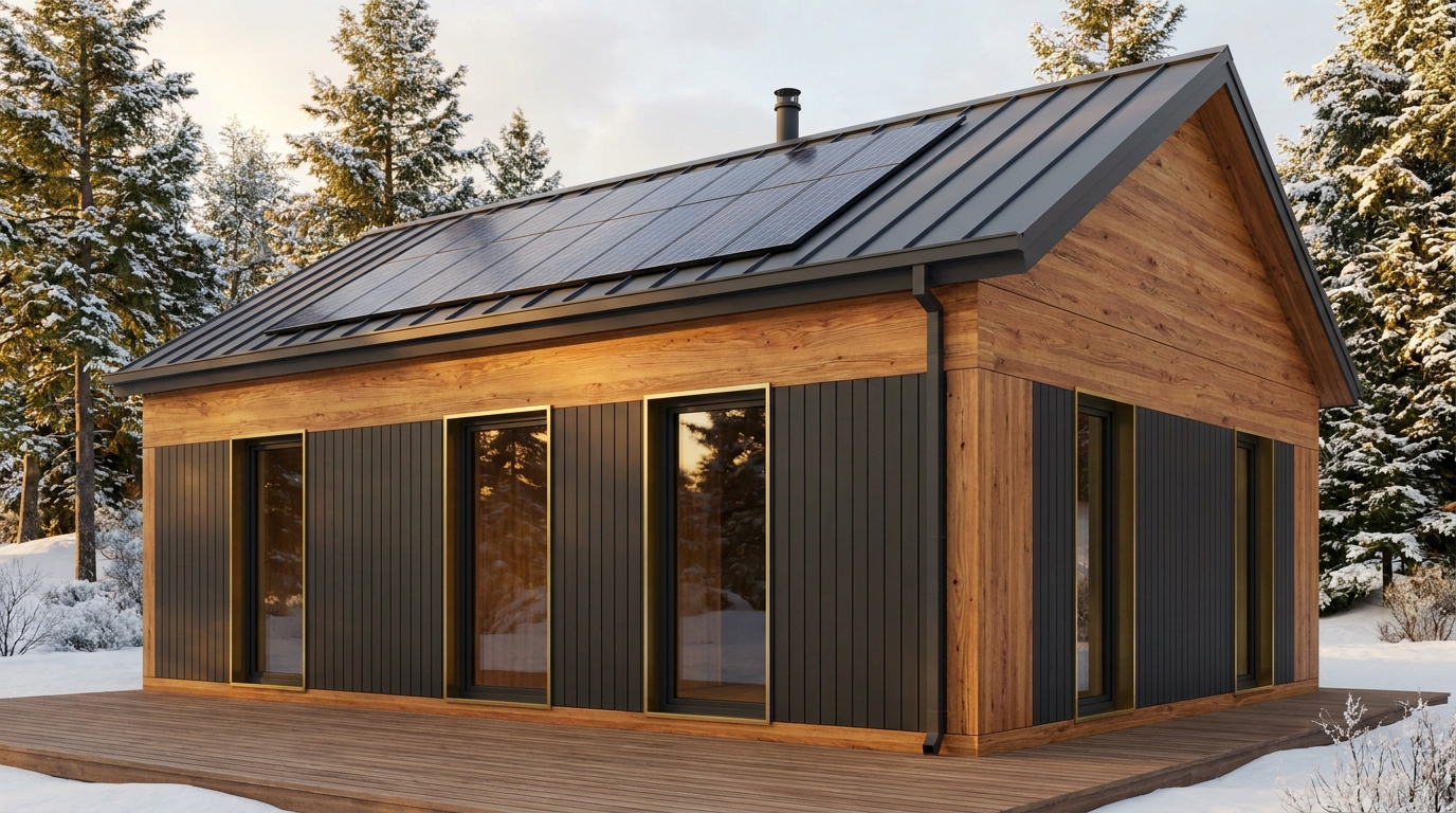 月の小屋 外観 — AI render based on BIM specs