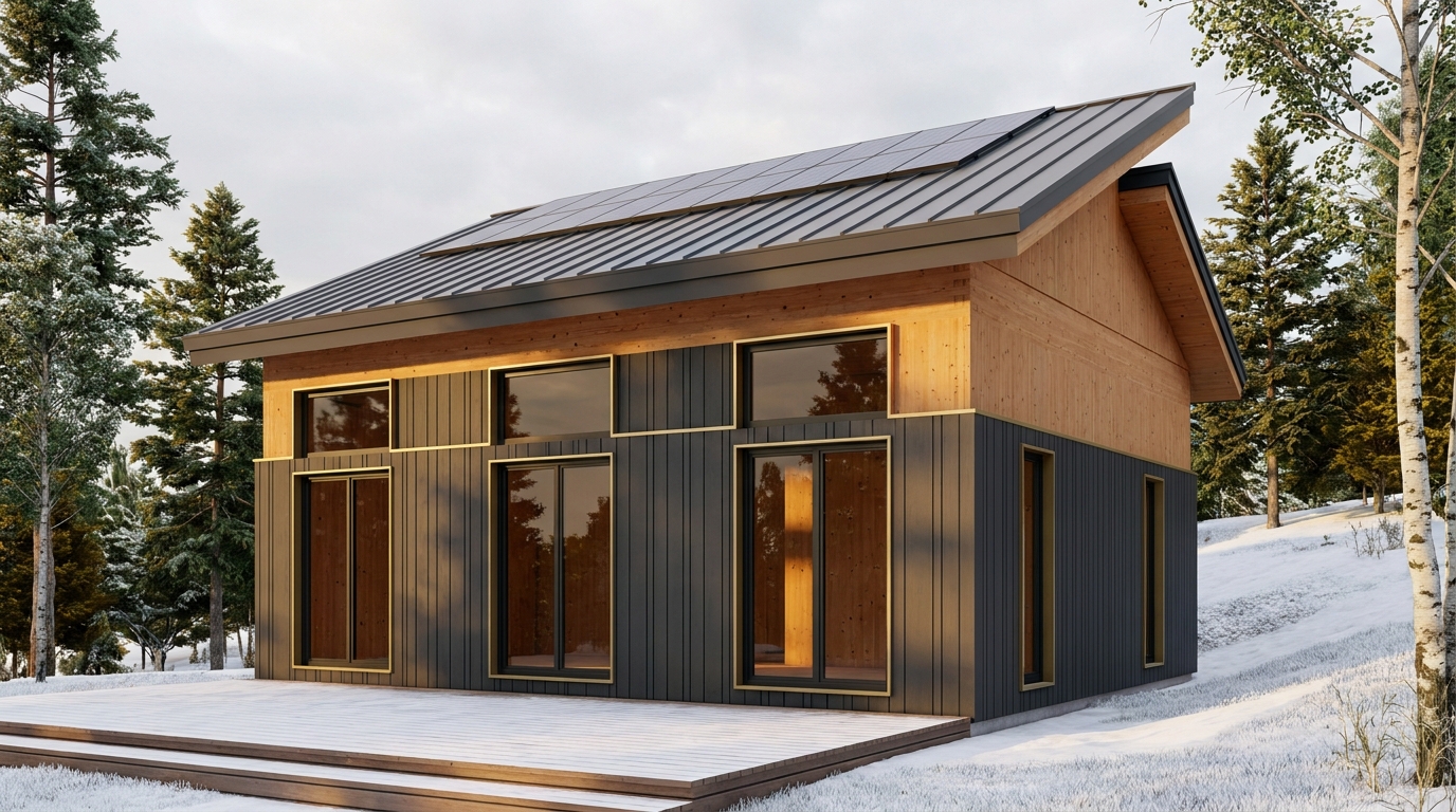 東の庵 外観 — AI render based on BIM specs