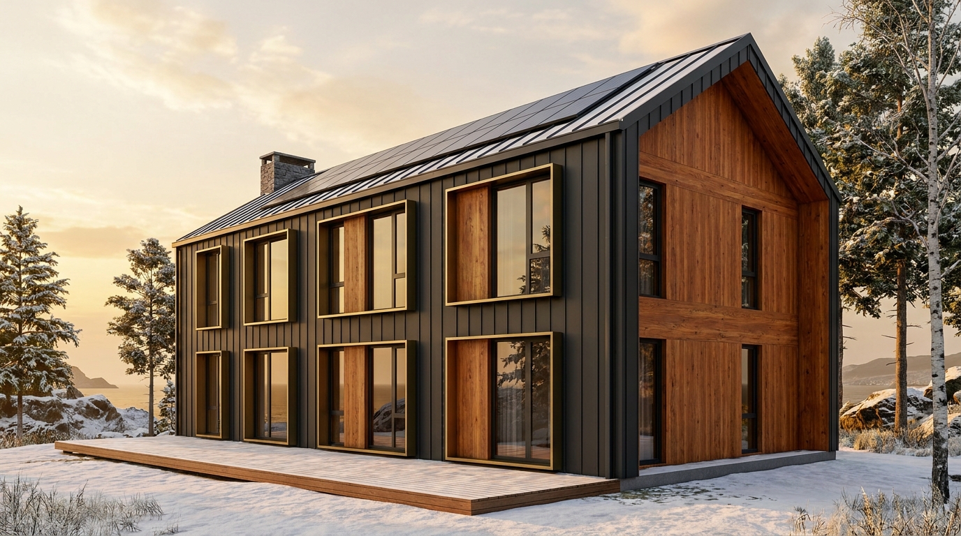 北の蔵 外観 — AI render based on BIM specs