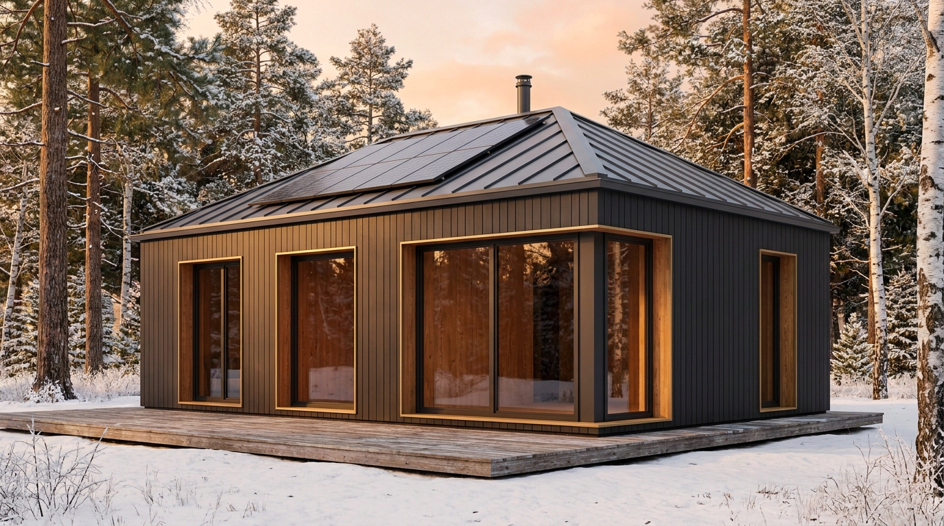 陽の庵 外観 — AI render based on BIM specs