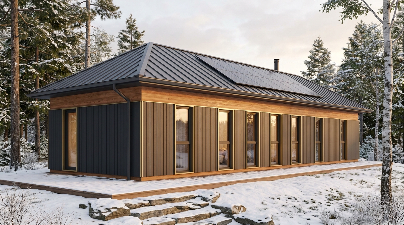 森の小屋 外観 — AI render based on BIM specs