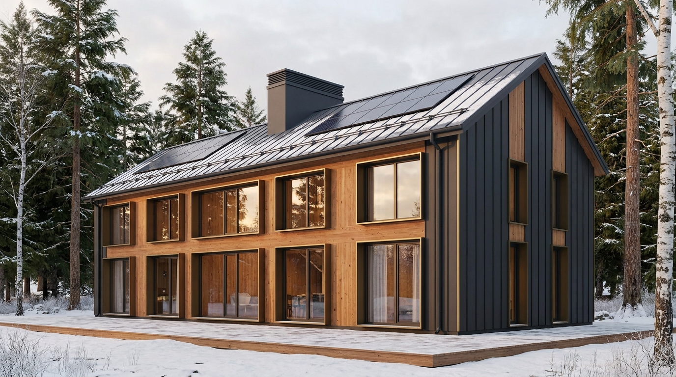 東の蔵 外観 — AI render based on BIM specs