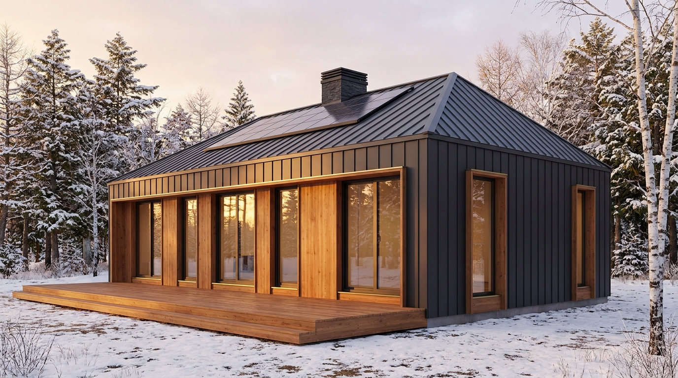 湖の家 外観 — AI render based on BIM specs