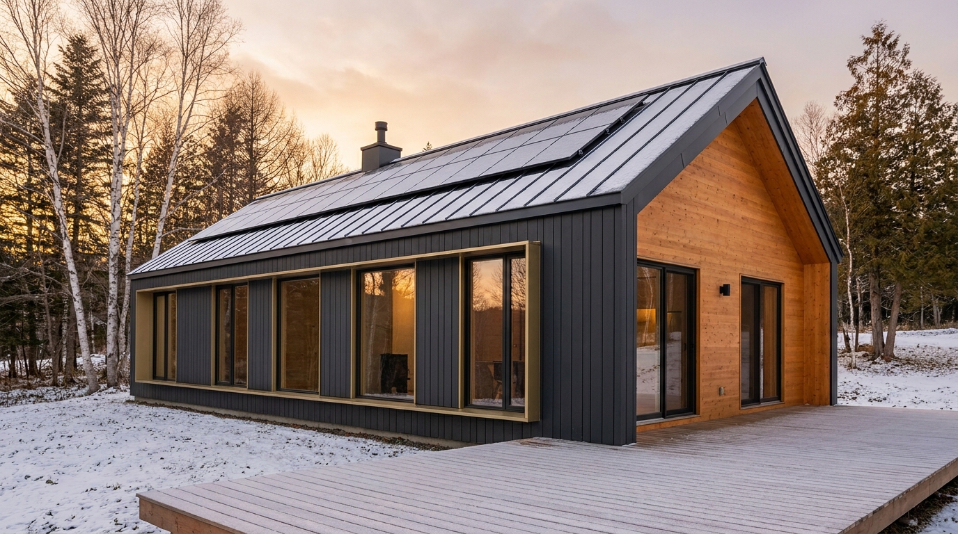 陽の庵 外観 — AI render based on BIM specs