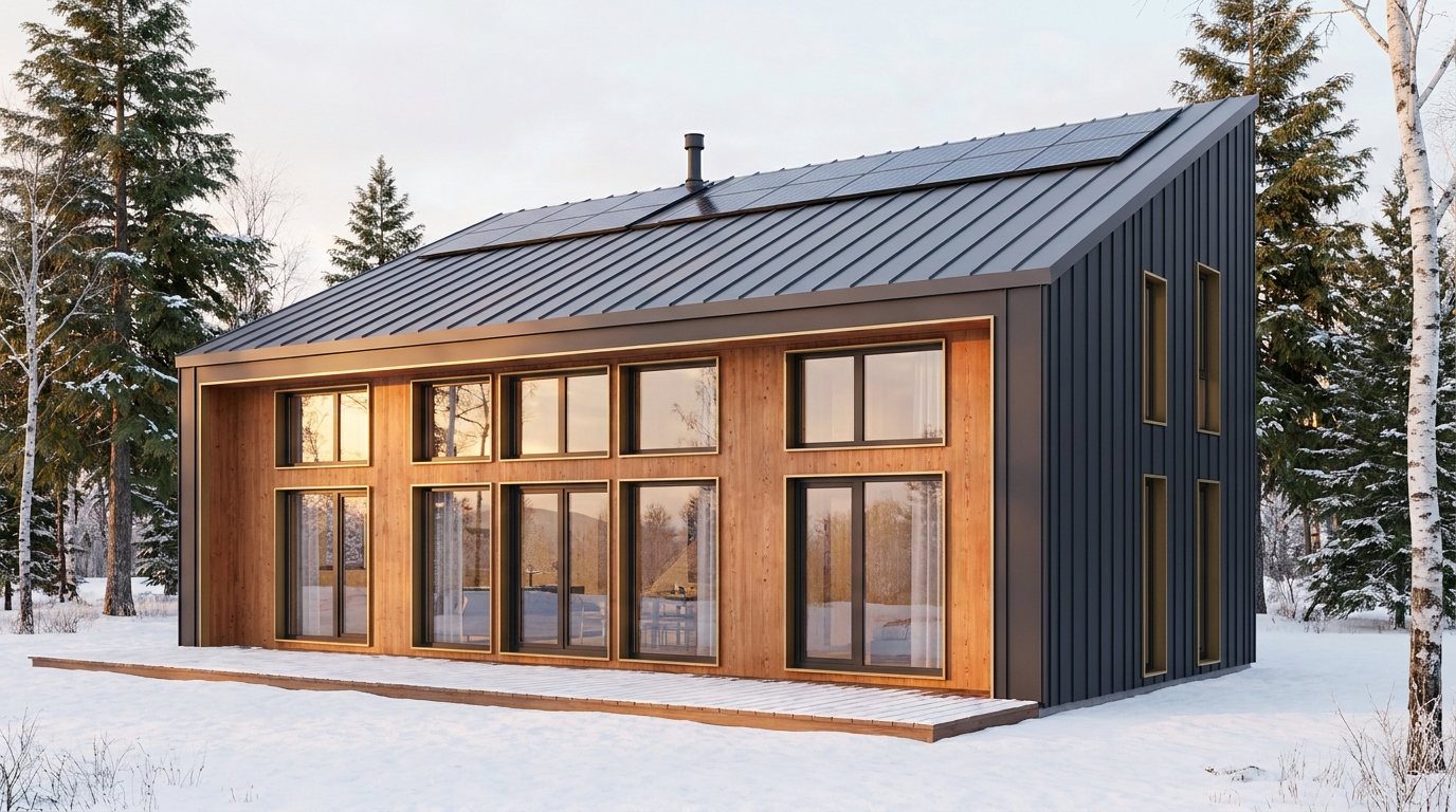 北の庵 外観 — AI render based on BIM specs