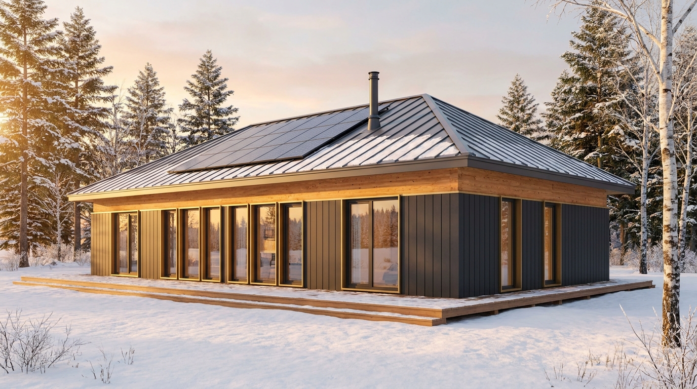 北の砦 外観 — AI render based on BIM specs