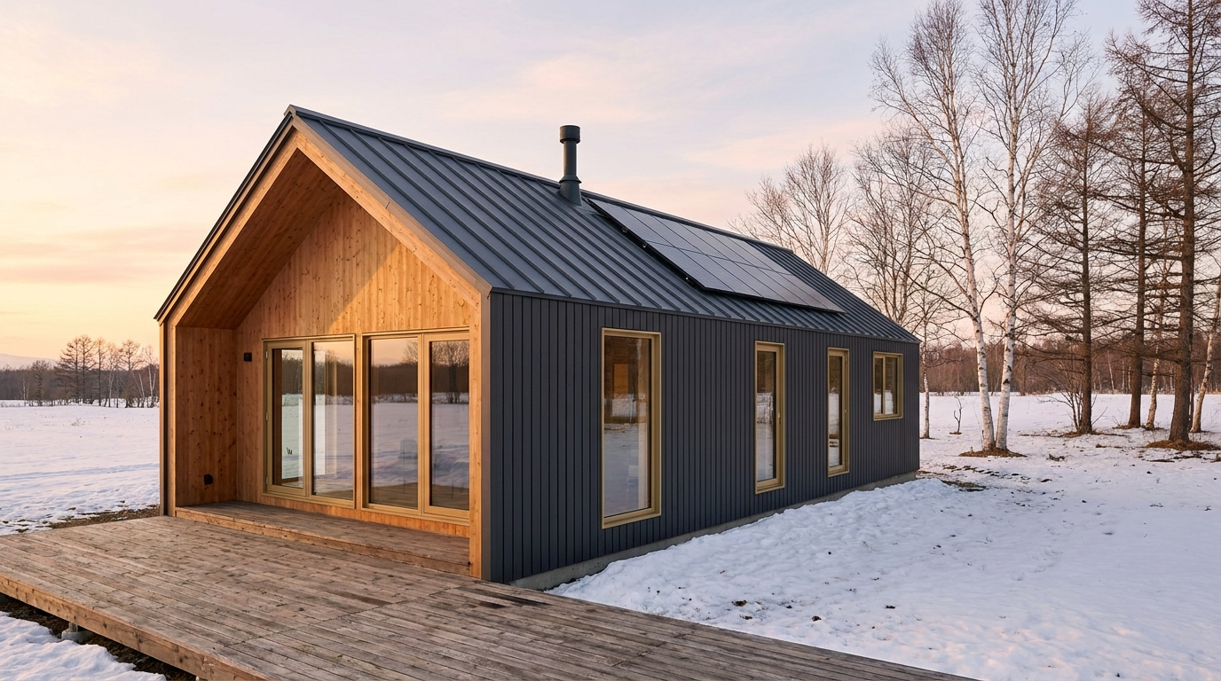 湖の家 外観 — AI render based on BIM specs