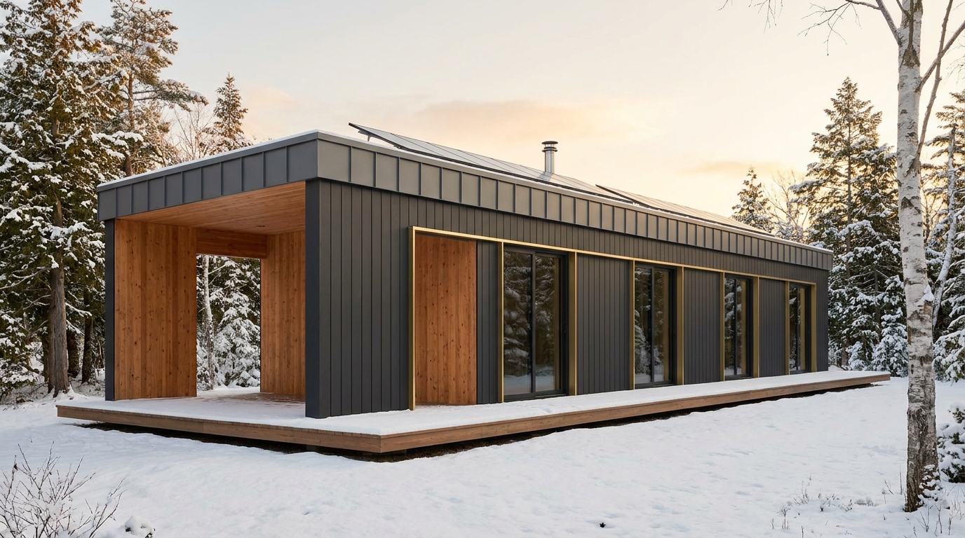 北の砦 外観 — AI render based on BIM specs