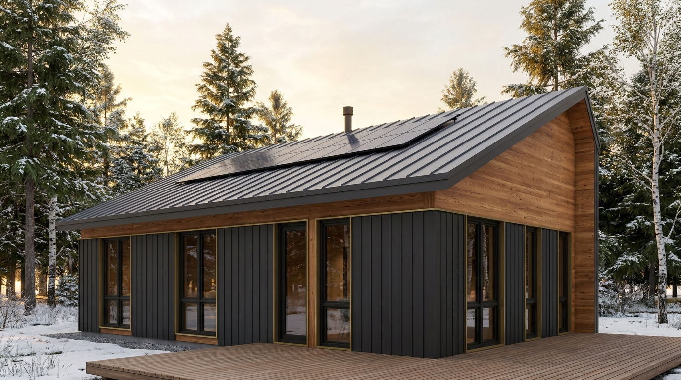 北の小屋 外観 — AI render based on BIM specs