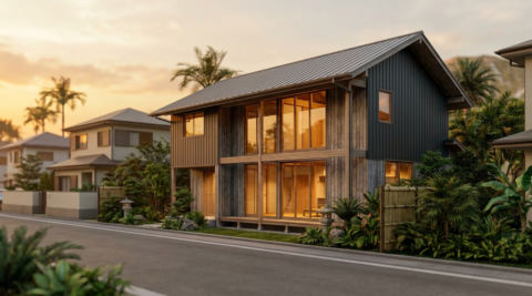 Diamond Head Hillside Residence — ダイヤモンドヘッドの丘の家 (書斎・オーシャンビュー)