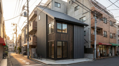 東京・越屋根のある自然素材の家